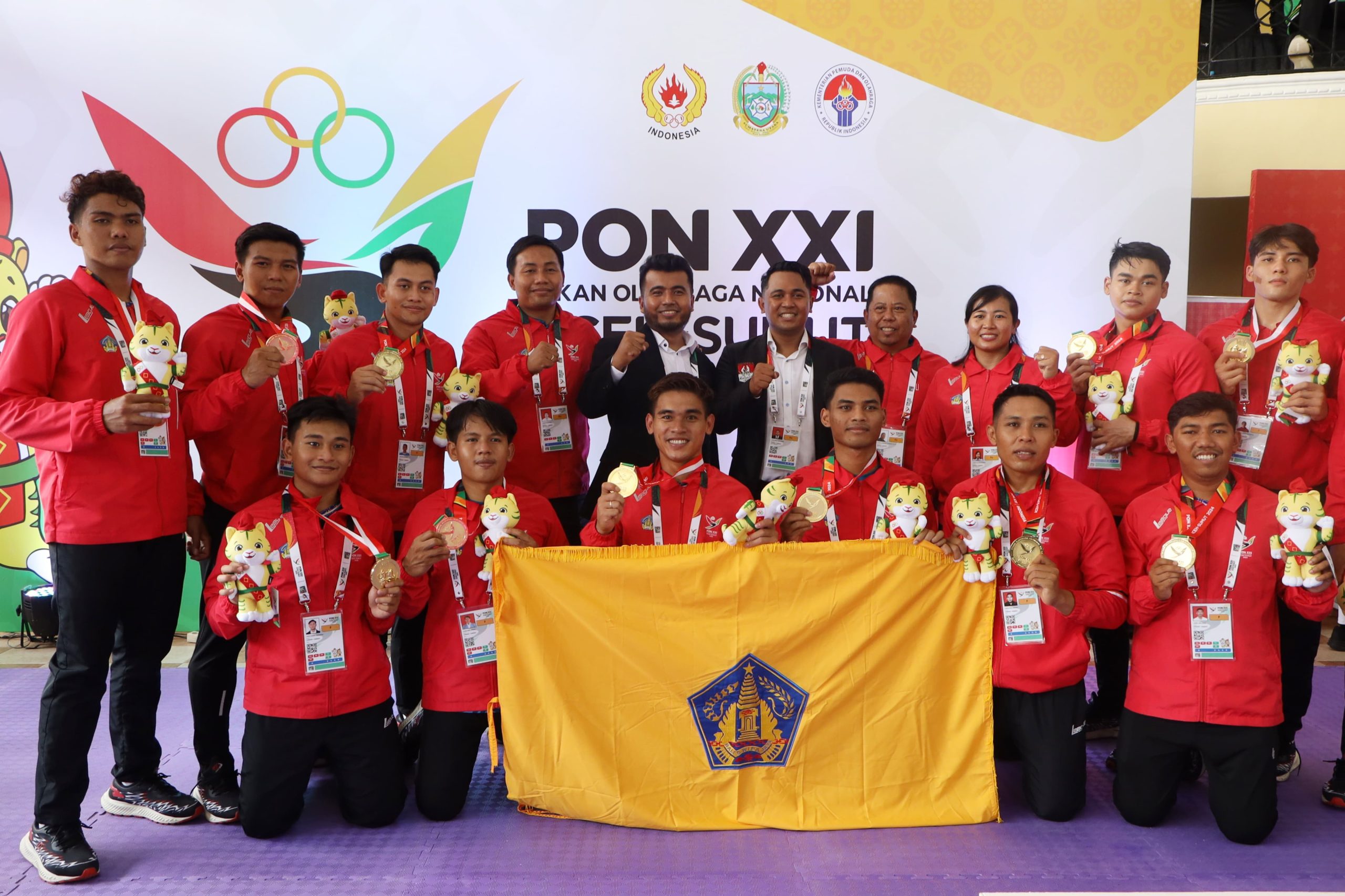 Tim Kabaddi Bali berhasil memperoleh medali emas pada laga final Kabaddi Putra PON XXI Aceh-Sumut 2024